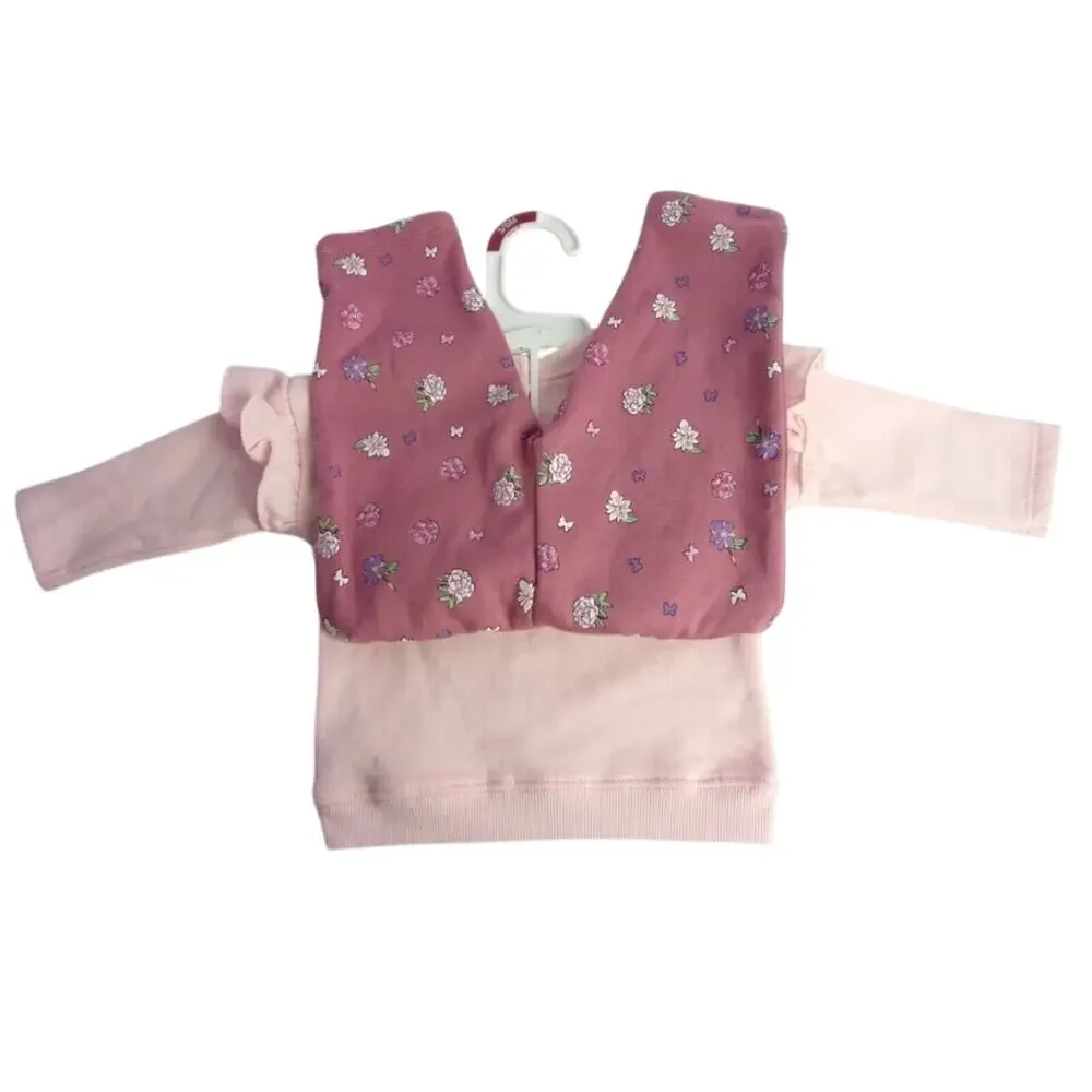 Disney Baby Princess Belle 2-Piece Sweatshirt Pants Outfit Floral Ruffle 12M